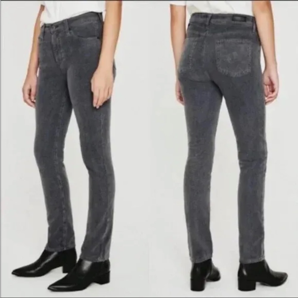 AG The Stevie Slim Straight Full Length 30” Inseam Gray Corduroy Size 28R VRY GD